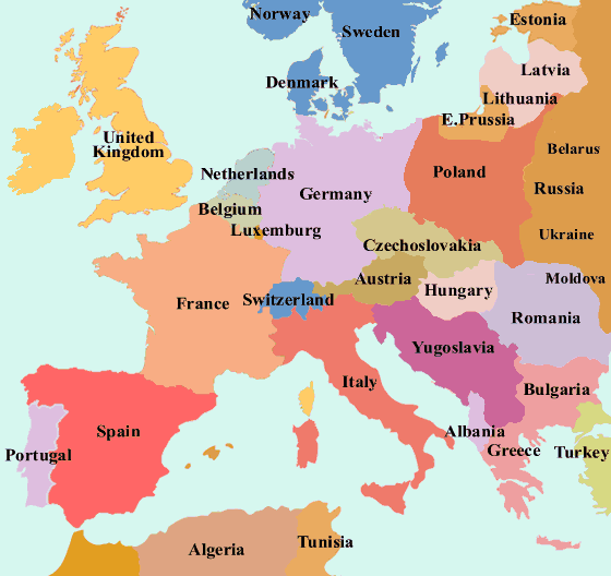 England Map on Europe