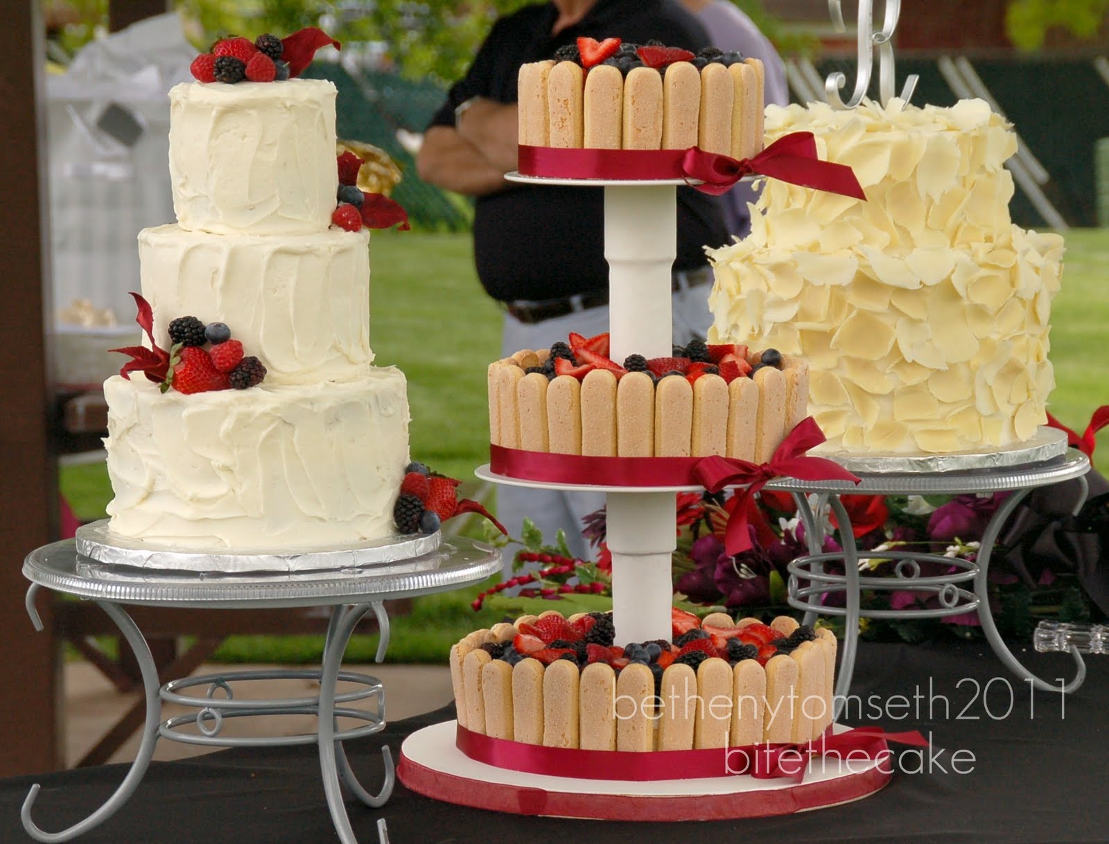 Rustic Wedding Cake Trio Charlotte Cheesecake Topped W Fresh Berries And Wrapped In Lady Fingers Rustic Wedding Cake Trio Charlotte Cheesecake Topped W Fresh Berries And Wrapped In Lady Fingers