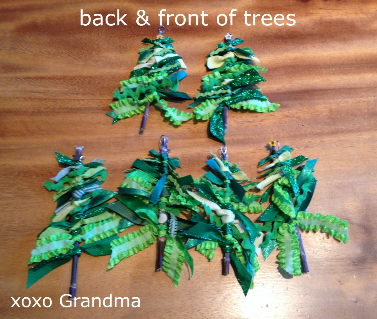 xoxo Grandma Easy Ribbon & Trim Tree Ornaments a Tutorial