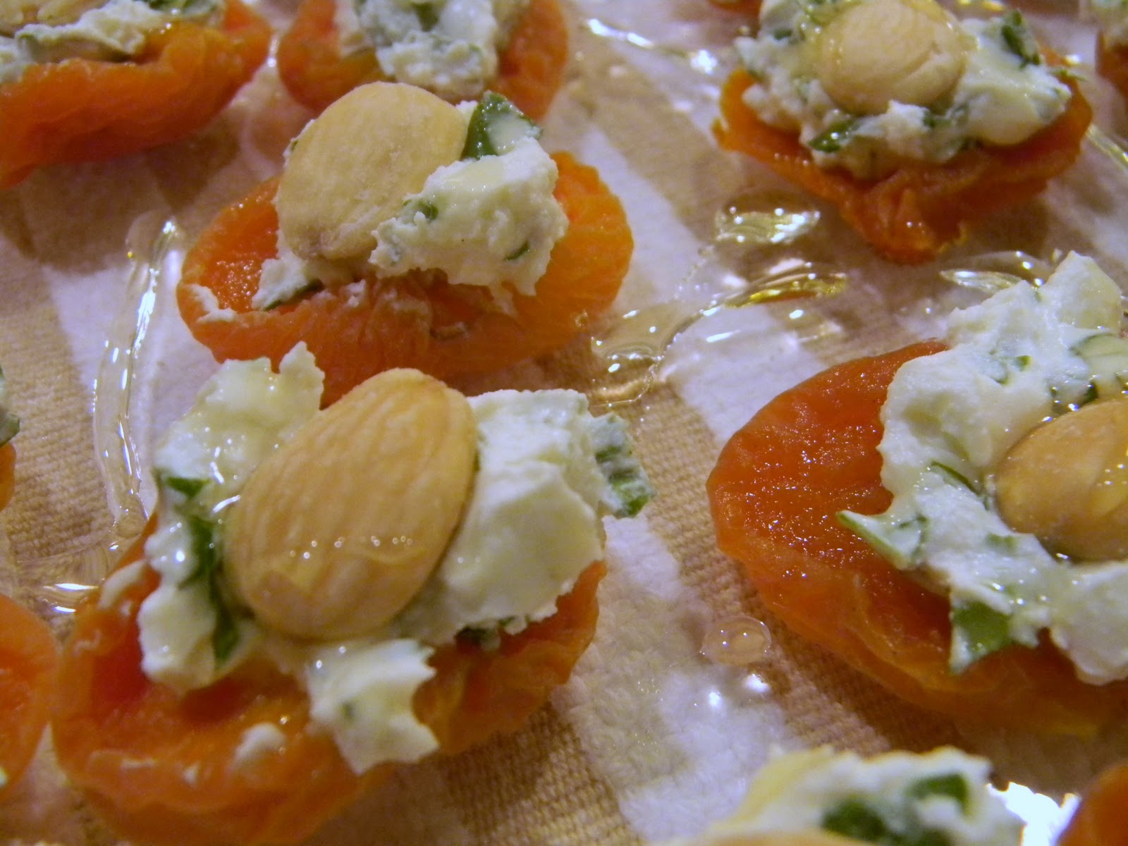 Apricots with Basil Goat Cheese & Almonds Schue Love
