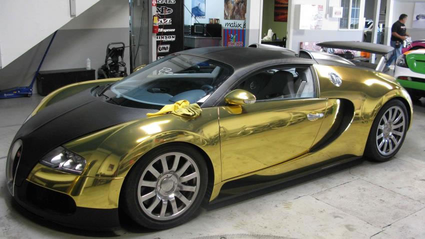 a gold bugatti