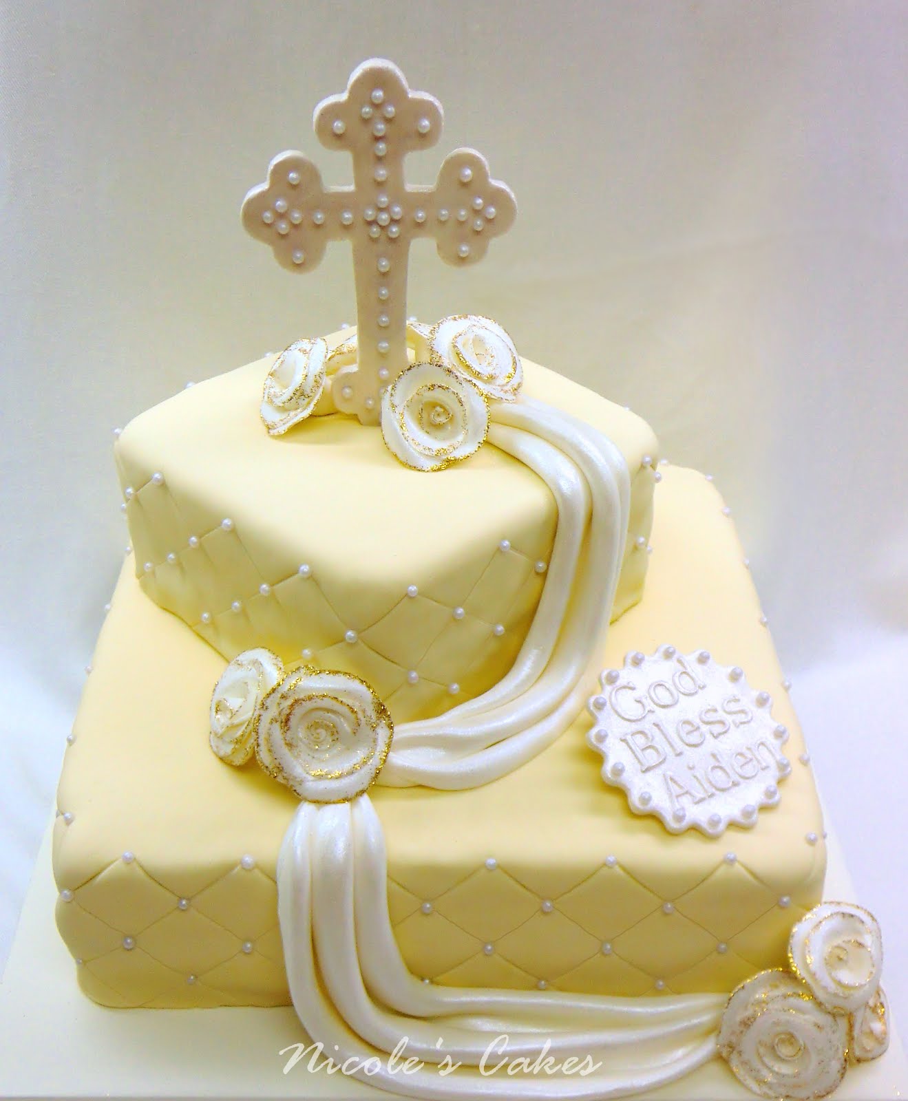 Confections, Cakes & Creations!: Ivory & Pearl Christening (Baptism) Cake