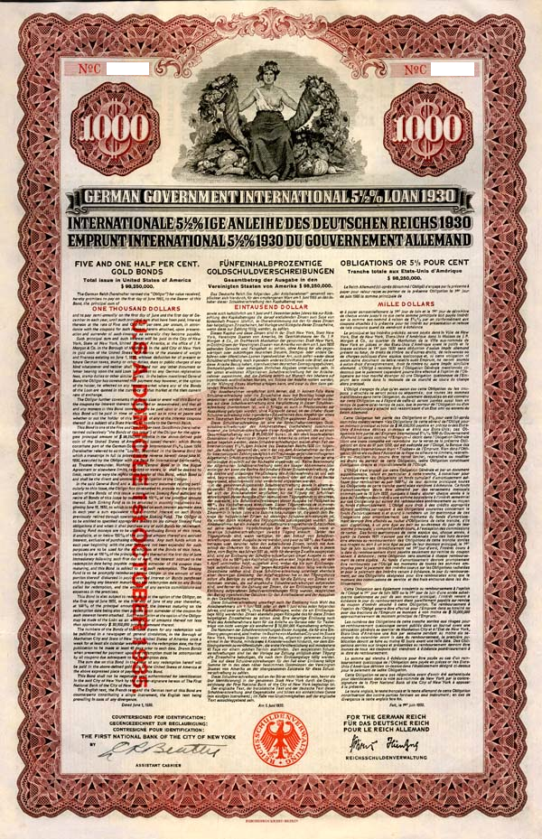 Collectible Old Stocks and Bonds History of German Young Bonds Part One