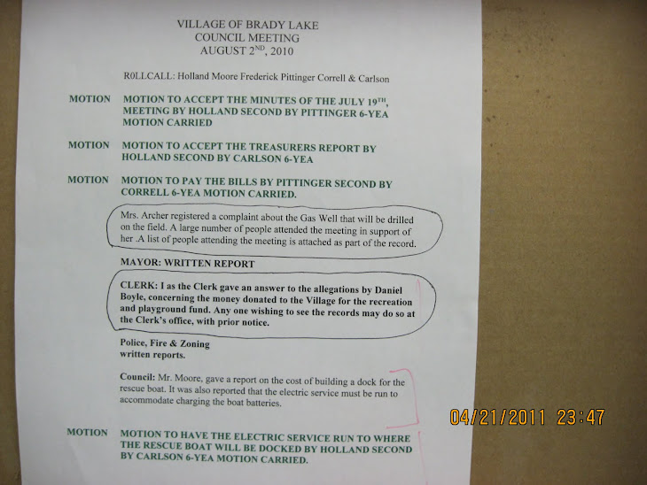 Brady Lake Village clerk Ethel Nemeth never really did answer about the money in question.