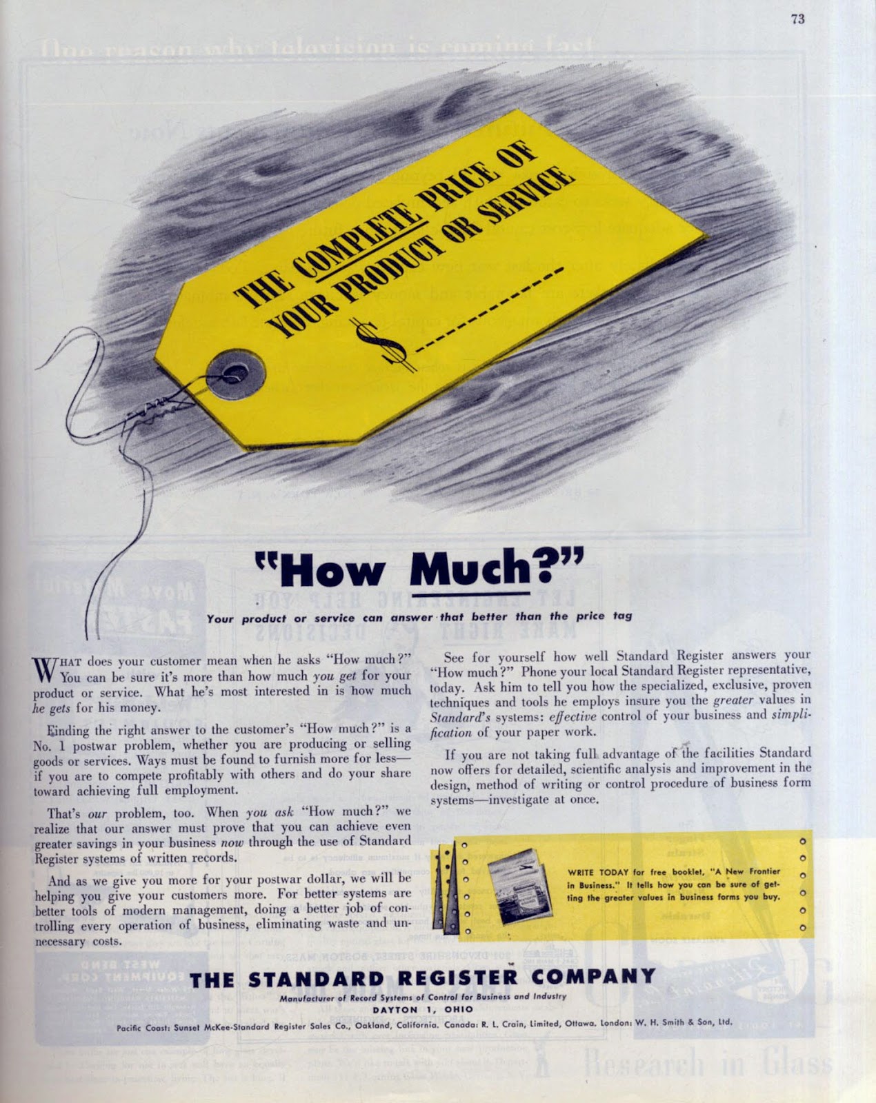 how much your product or service can answer that better than the price tag the standard register