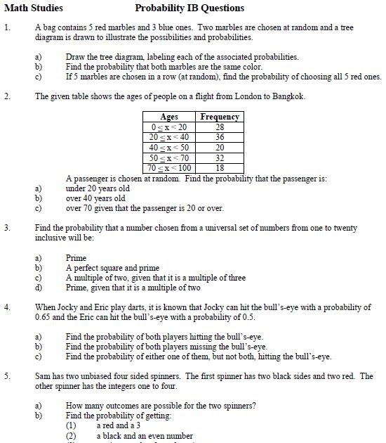 Southwest Math Studies Page: Probability and Logic Worksheets