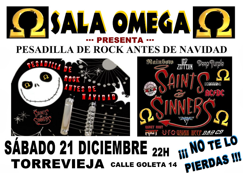 Cartelera SnSinners Sala Omega. Torrevijea