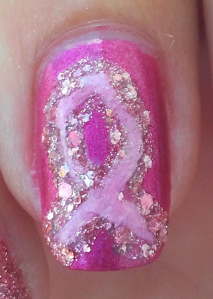 Glossy and Glitter: Breast Cancer Awareness Nails