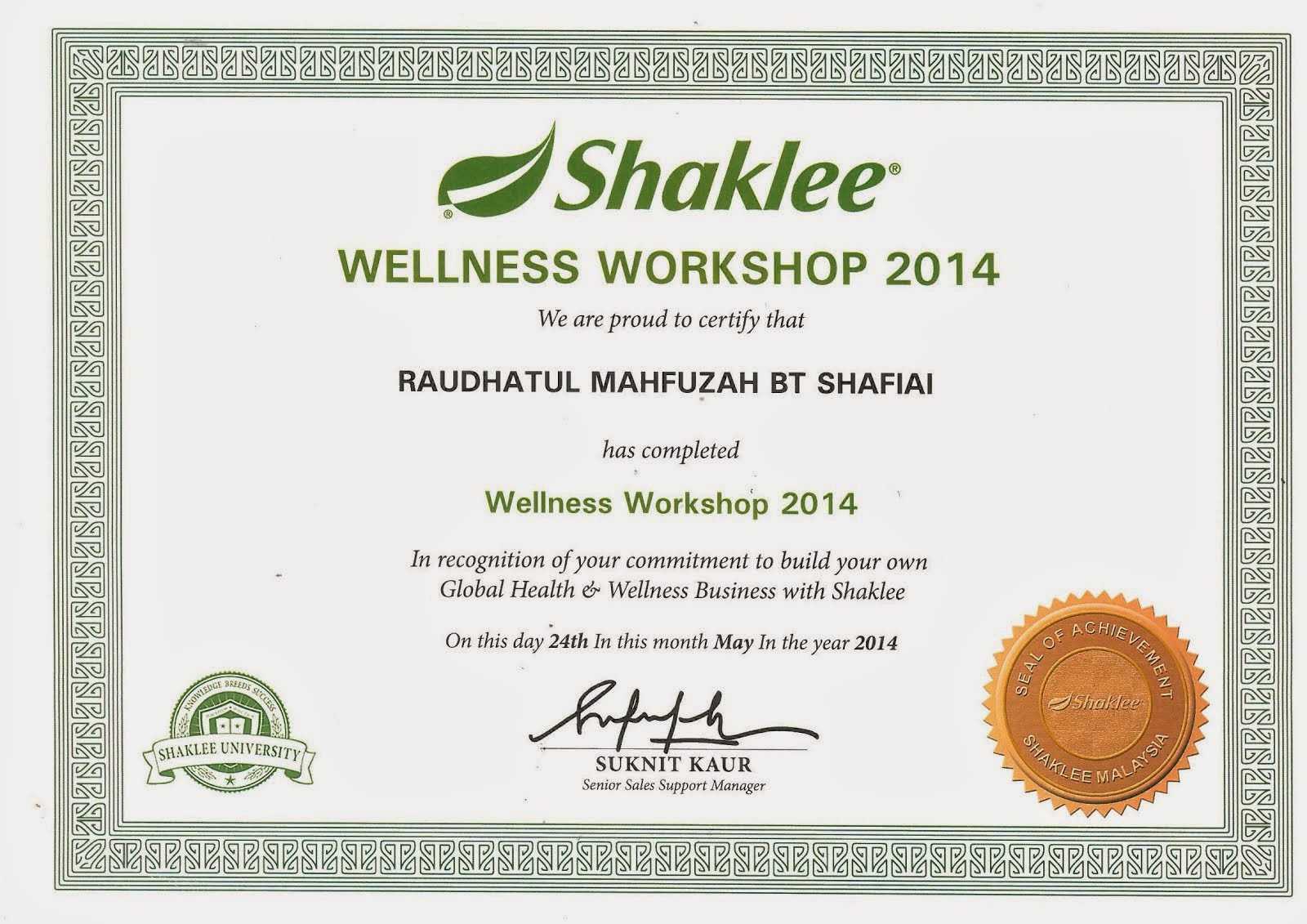 Shaklee Wellness Workshop