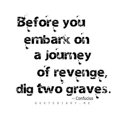 Before you embark on a journey of revenge, dig two graves - Confucius
