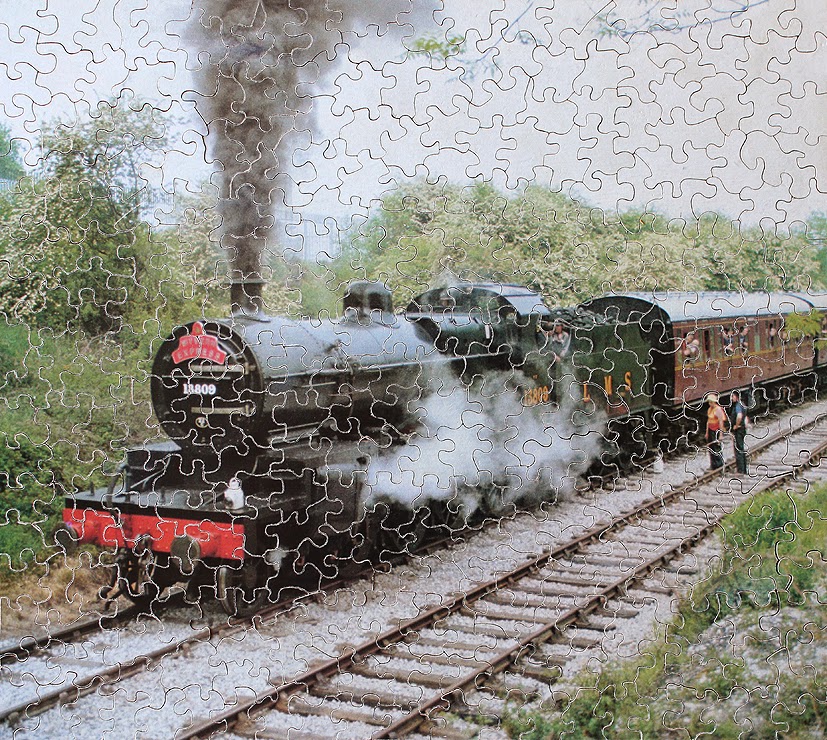 STEAM TRAINS AND JIGSAW PUZZLES Two Old Wooden Jigsaws