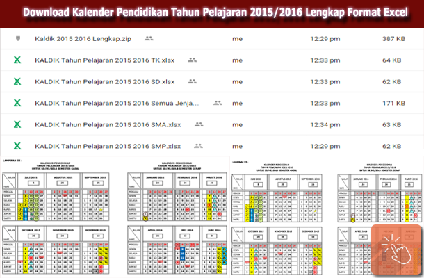 Download Kalender Pendidikan Tahun Pelajaran 2015 2016 Lengkap Format Excel