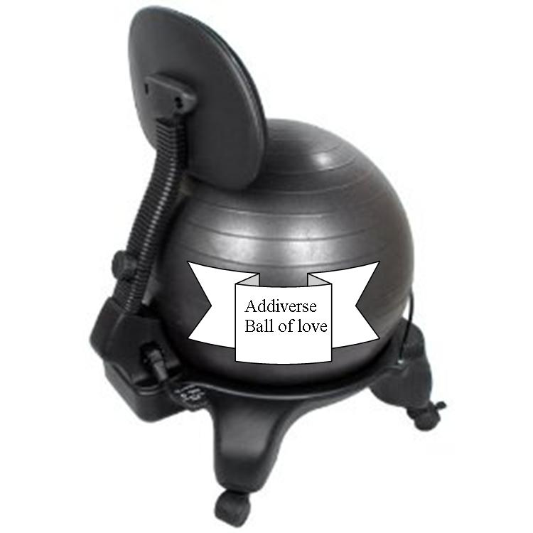 to the addiverse Rolling on the Ball Chair