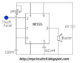 touch sensitive burglar alarm circuit mycircuits9