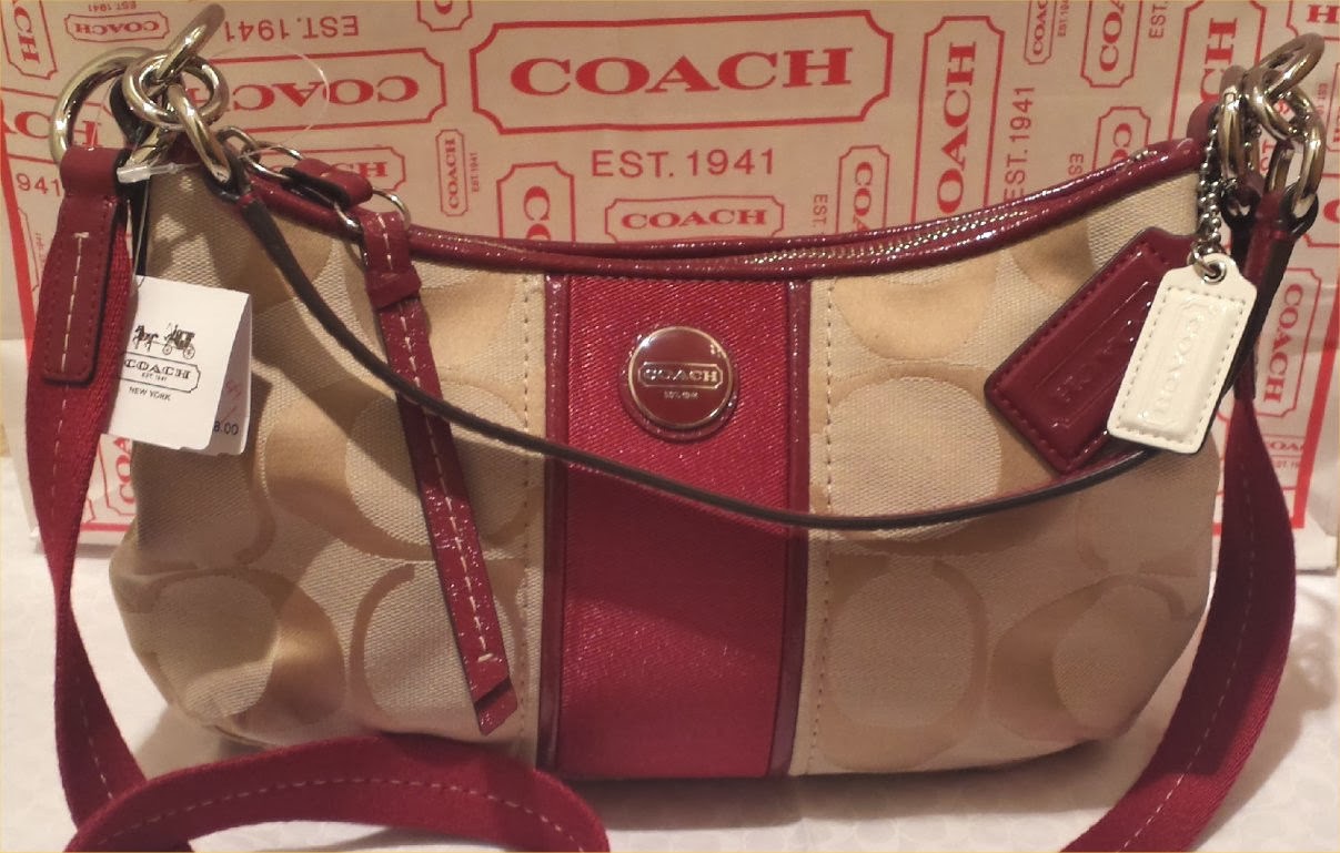 Authentic Bagz for SURE !! COACH SIGNATURE STRIPE DEMI CROSSBODY BAG
