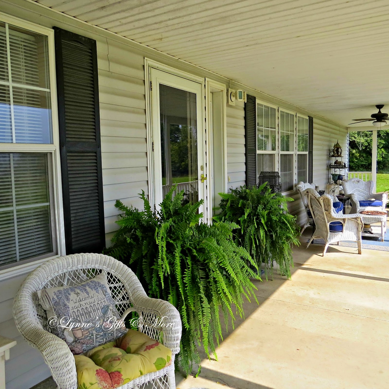 Lynne's Gifts From the Heart Late Fall Boston Ferns on the Front Porch