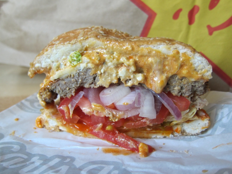 Review Carl's Jr. Buffalo Blue Cheese Burger Brand Eating