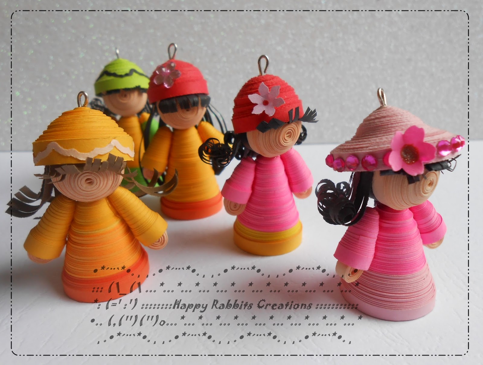 Happy Rabbits Creations Handmade 3D Paper Quilling Dolls