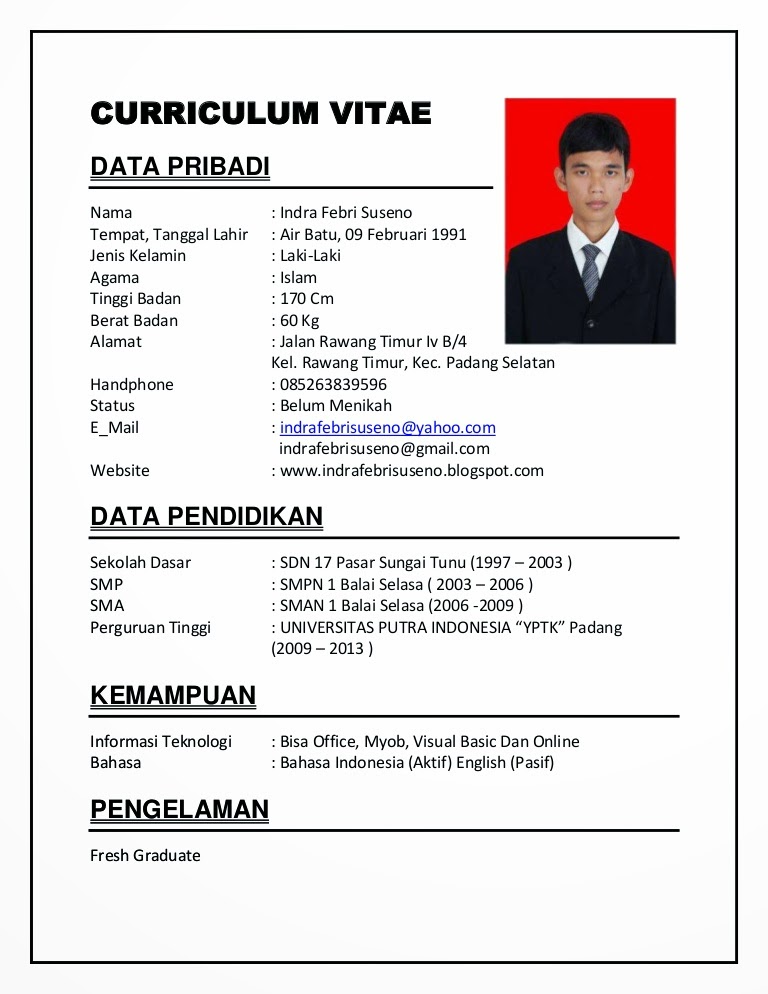 Download cv lamaran kerja image