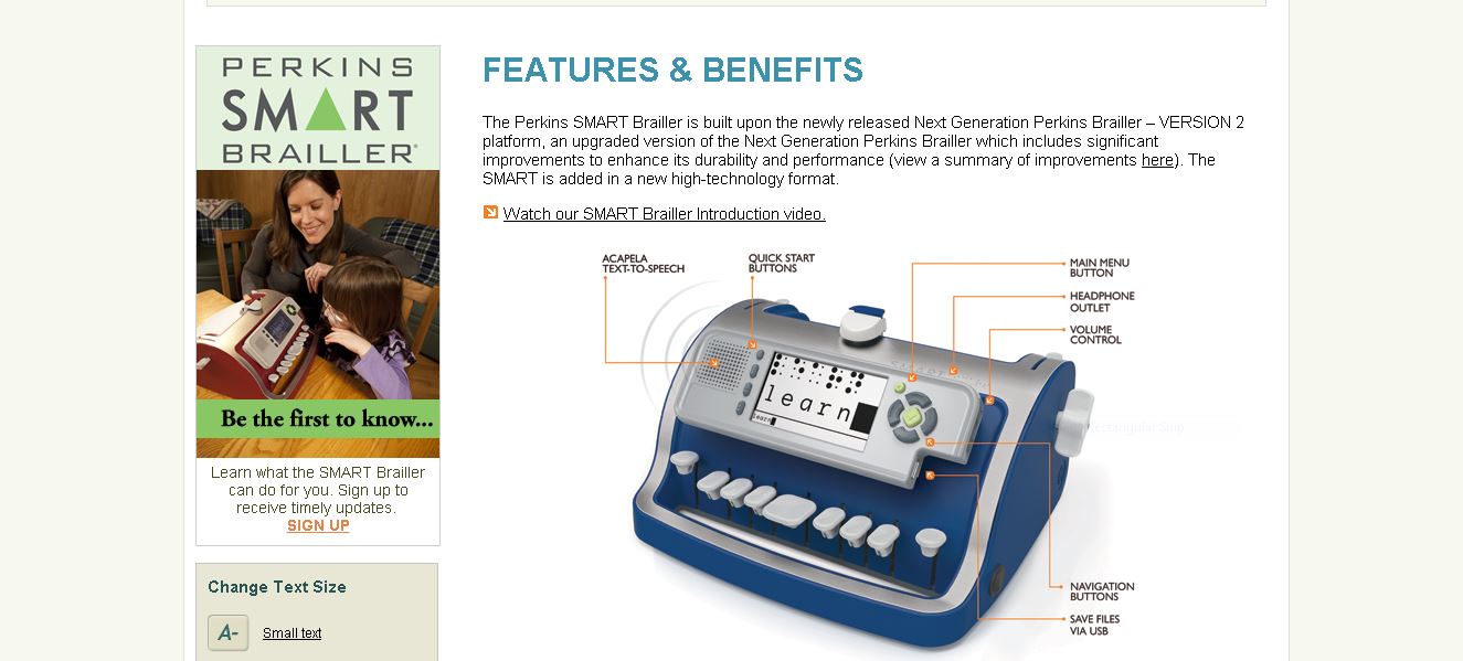 adapted innovation Perkins SMART Brailler