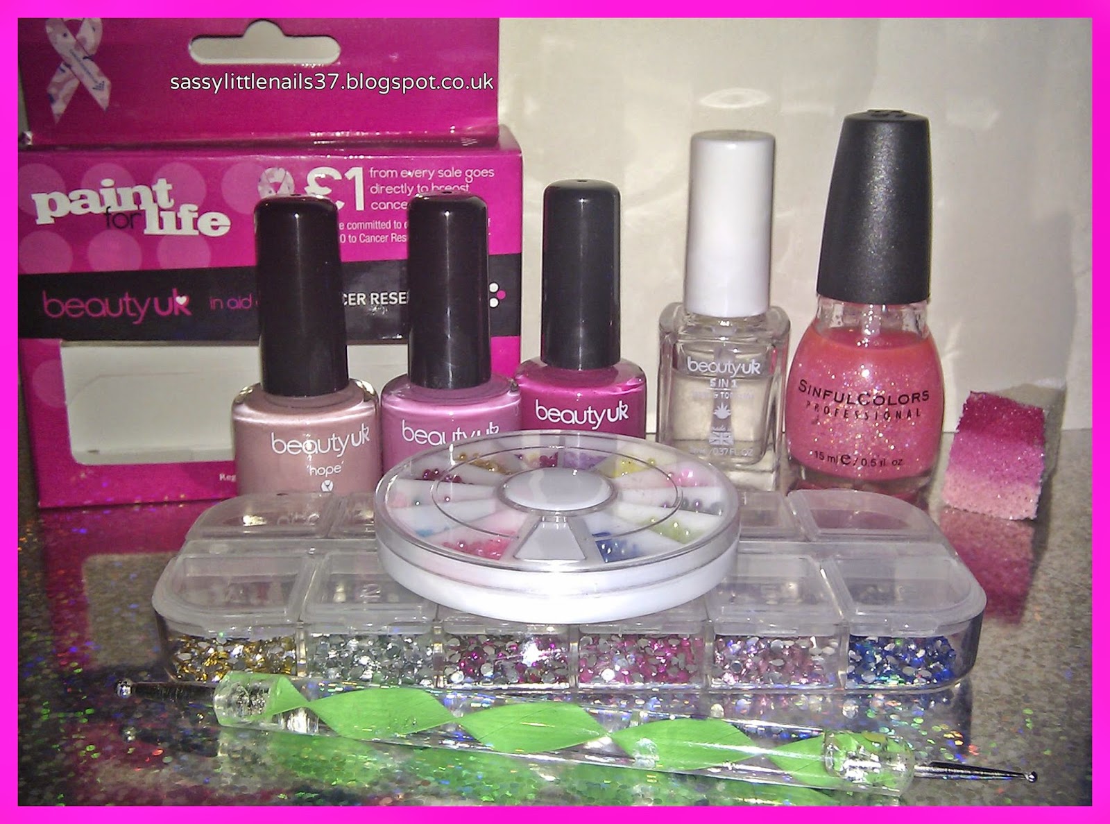 SassyLittleNails Cancer Research ‘paint for life trio’ nails