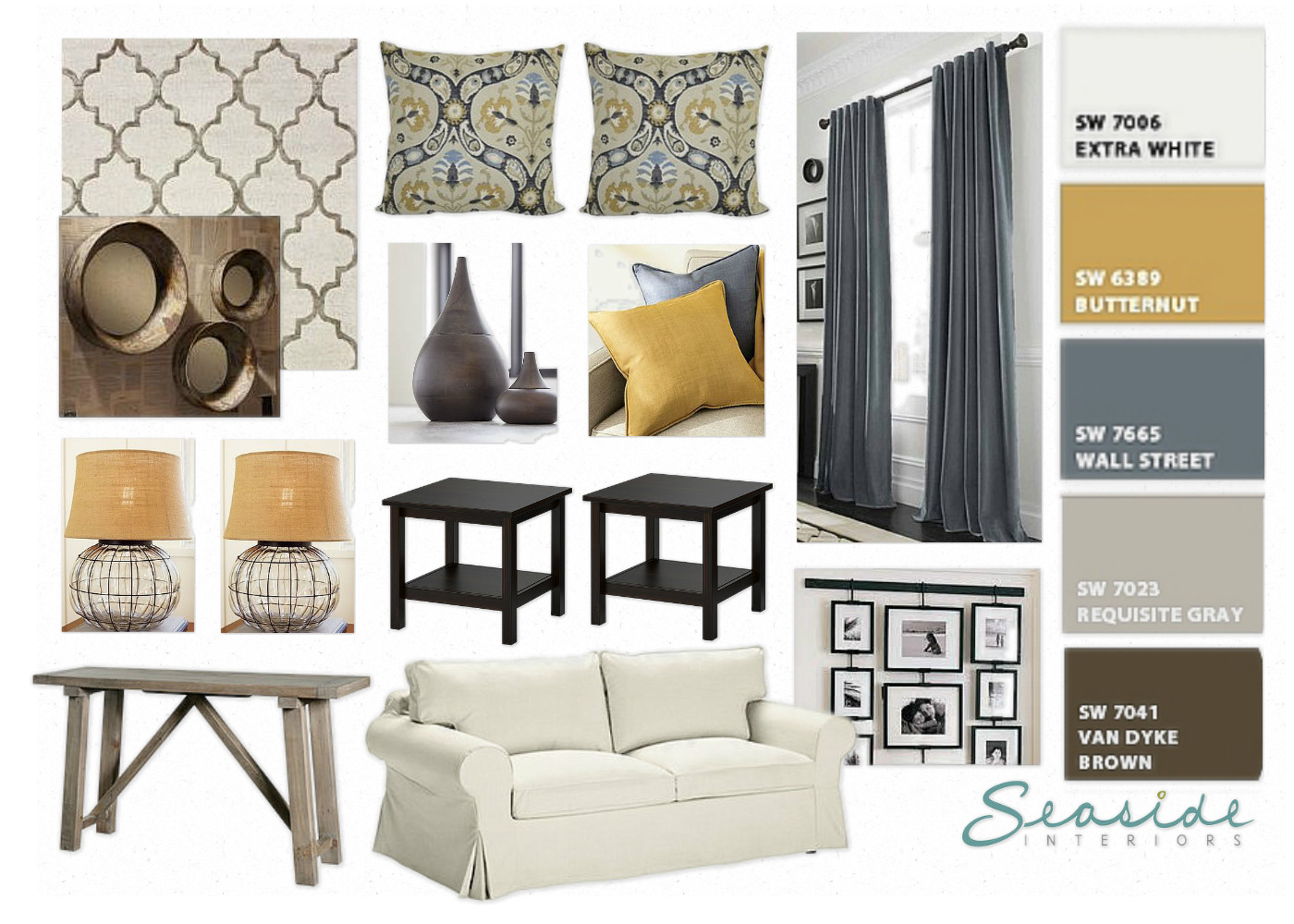 Seaside Interiors Restoration Hardware and Pottery Barn Room Design Board