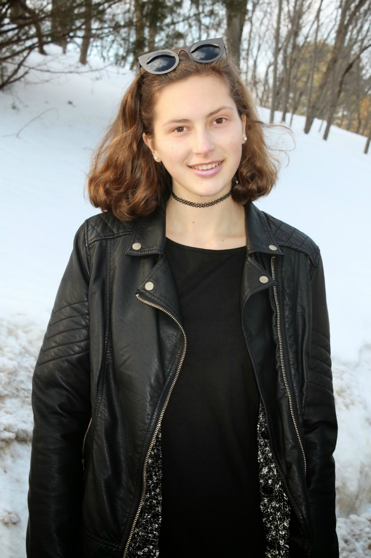 LBD, black leather jacket layered over a black and white cardiagn, Chelsea booties for a cute winter ootd
