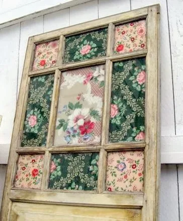 Vintage wallpaper old window art, by Mitzi's Miscellany, featured on http://www.ilovethatjunk.com