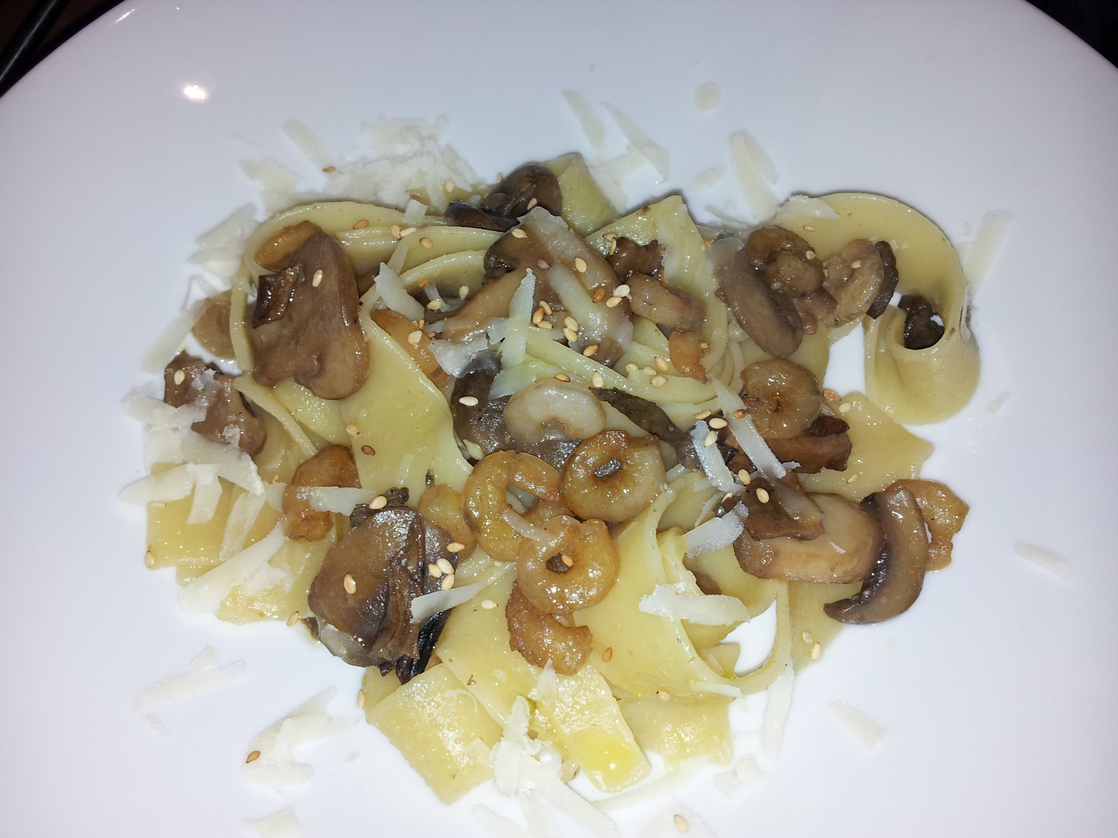 Pappardelle porcini e gamberetti Cucino... ma sarei a dieta!!!