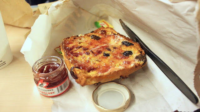 Starbucks fruit toast en route to Blackpool beach