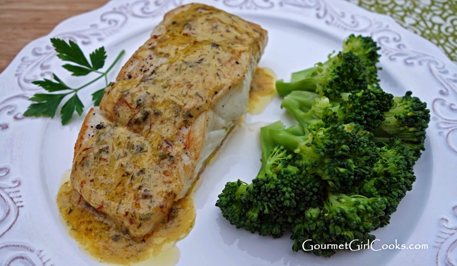 Gourmet Girl Cooks Pan Seared Wild Pacific Halibut with Saffron Cream