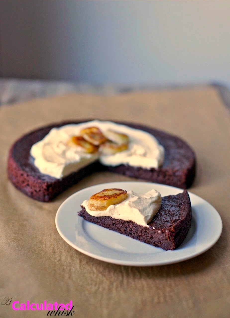 Fried Banana Brownie Cake with Honey Whipped Cream | acalculatedwhisk.com #primal #glutenfree #grainfree Fried Banana Brownie Cake with Honey Whipped Cream | acalculatedwhisk.com #primal #glutenfree #grainfree