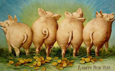 postcardiva postcard blog: NEW YEAR Pig POSTCARDS