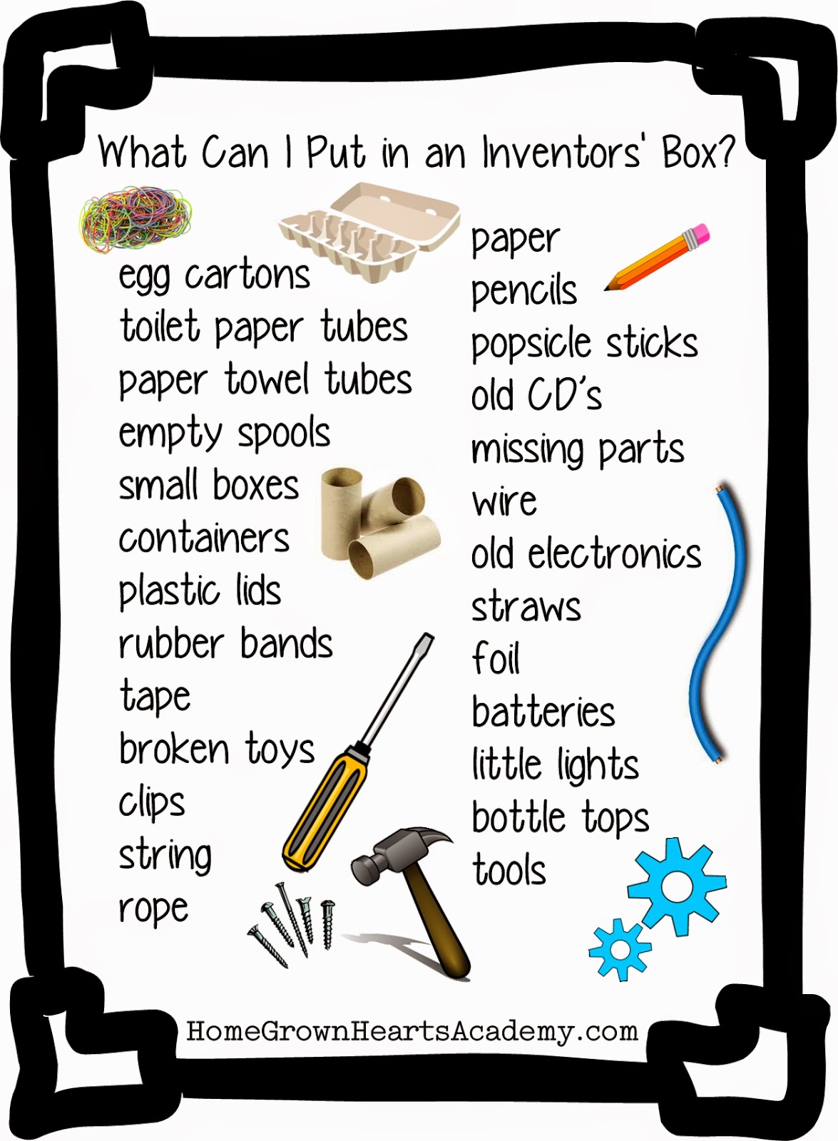 What Can I Put in an Invention Box? Printable 