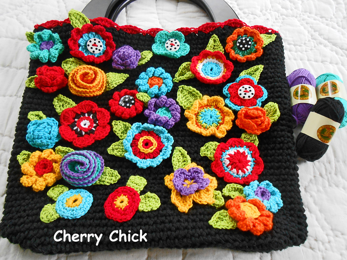 Cherry Chick A Colorful Crocheted Flower Handbag