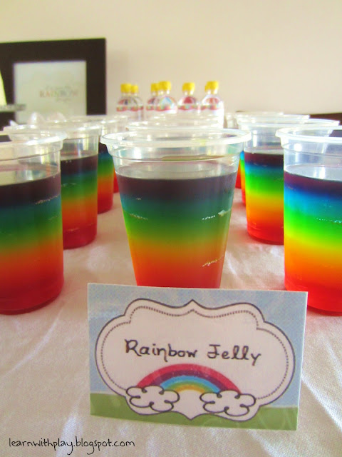 rainbow party food, rainbow jelly cup, layered jelly cup