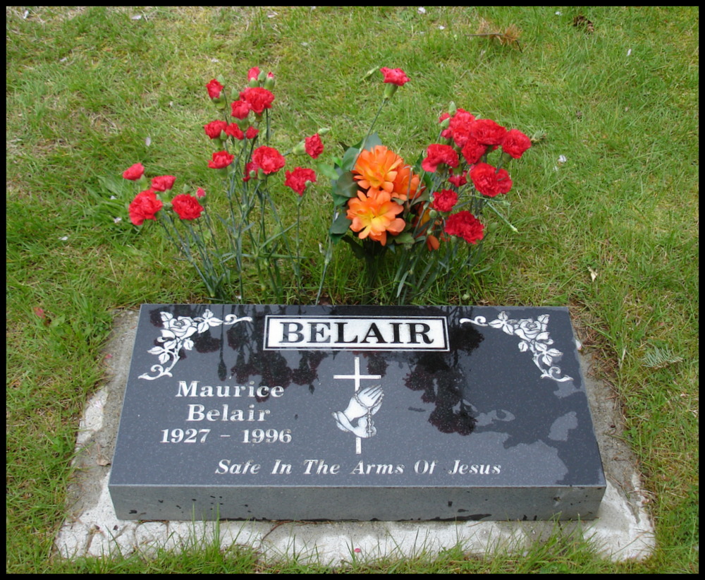 Maurice Belair gravemarker. Maurice Belair gravemarker