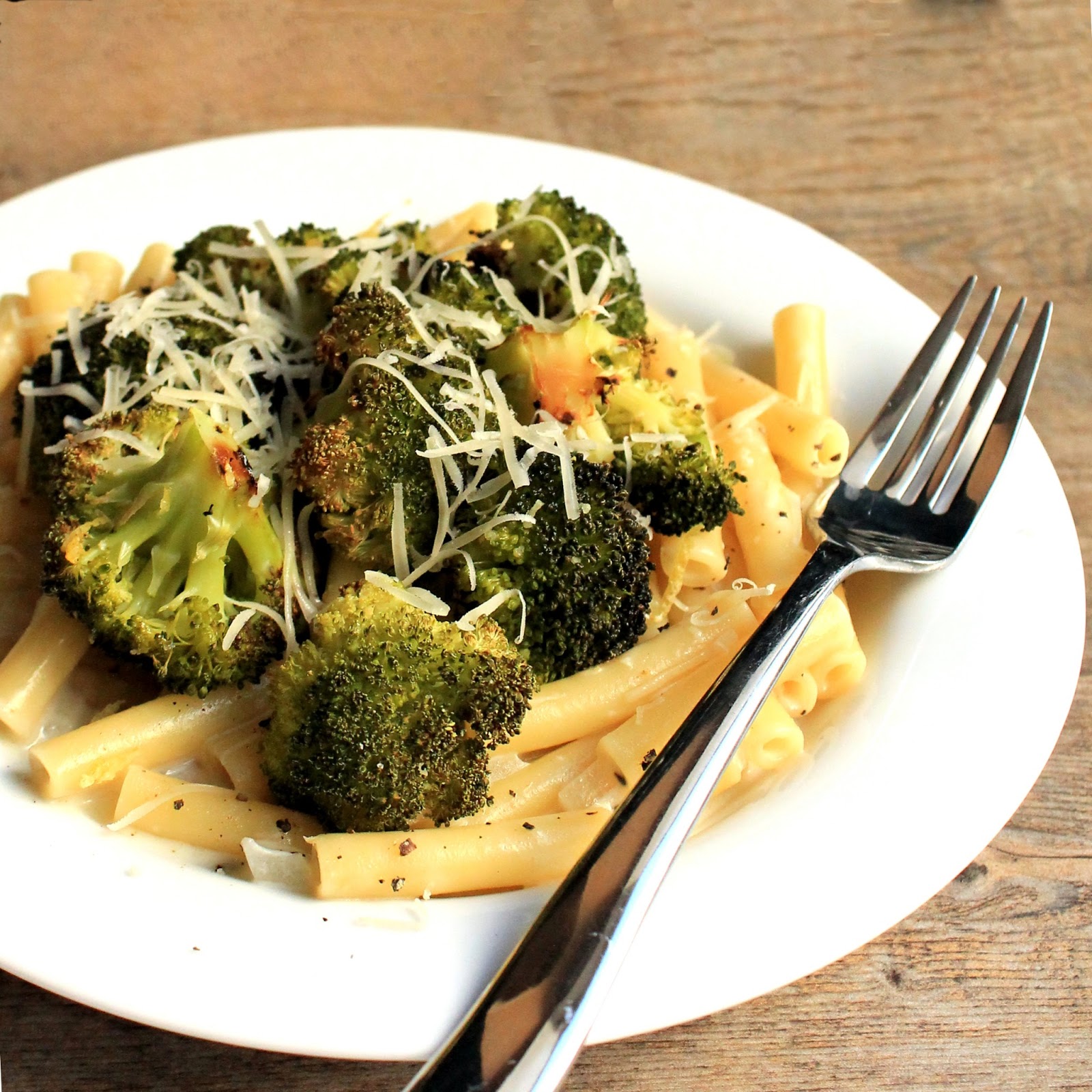 garlic lemon cream pasta roasted broccoli
