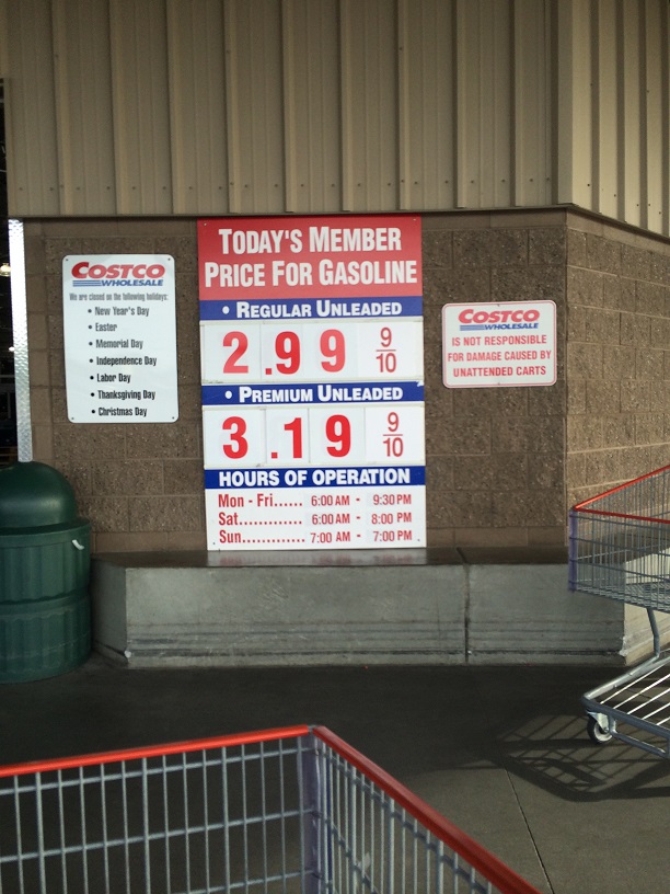 Current Costco Gas Prices (March 21, 2015 Redwood City, CA) Costco