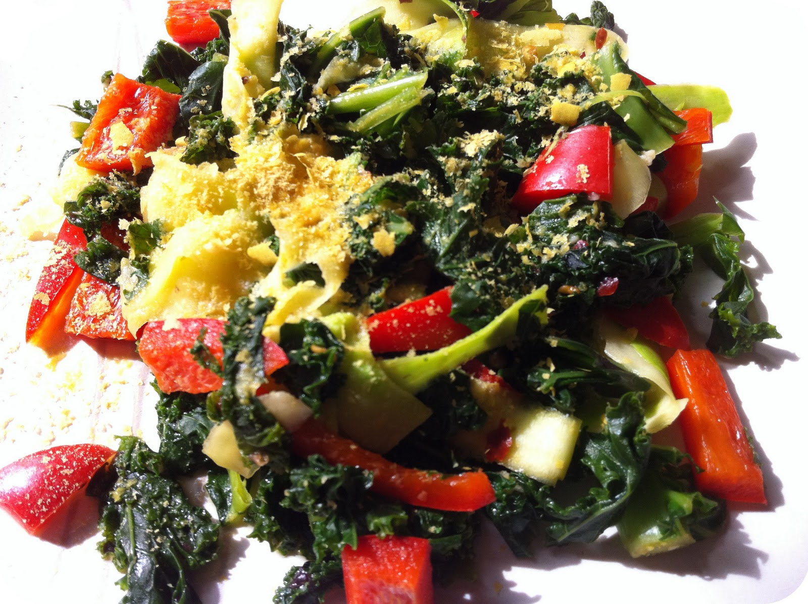 to be NOURISHED A Guide to Eating Green Sautéed Kale with Red Pepper