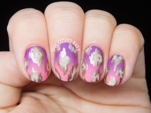 rose gold ikat patterned nails