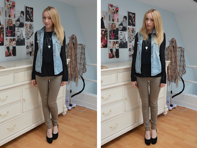 rw&co casual saturday outfit of the day vero moda jeggings nine west suede pumps rock and republic sweater