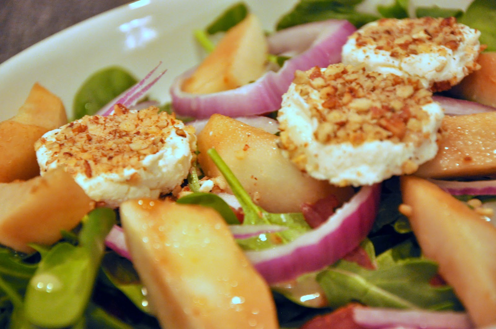 The Dishy Decorator PecanCrusted Goat Cheese and Roasted Pear Salad