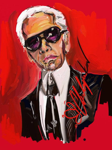 Karl Lagerfeld by Aleksander Chulyakov. Finger-sketch on ipad.