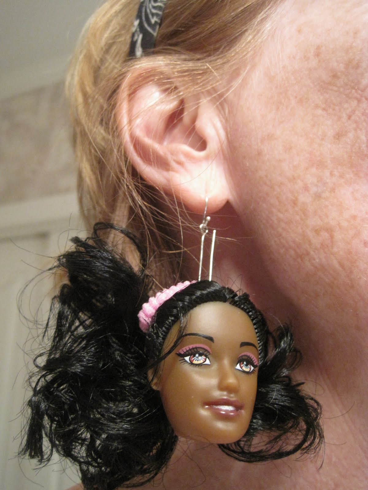barbie head earrings