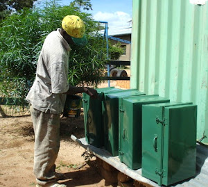 Our Library Boxes being Painted