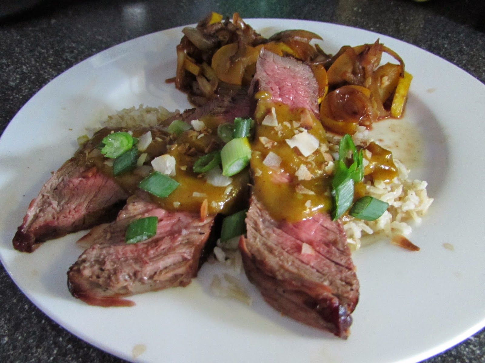 21 Day Fix Recipes London Broil with Coconut Curry Peanut Sauce