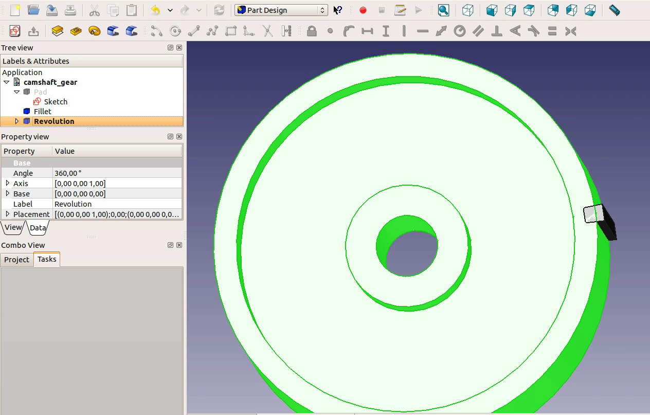 FreeCAD tutorial Engine 5 camshaft gear