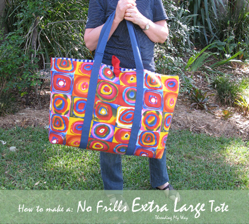 Quilted Tote bag Extra deep Tall tote  craft bag