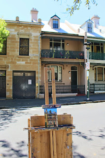 plein air oil painting of terrace house in Millers Point by artist jane Bennett